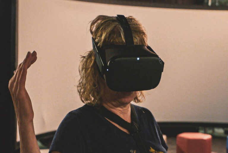 Woman in VR headset