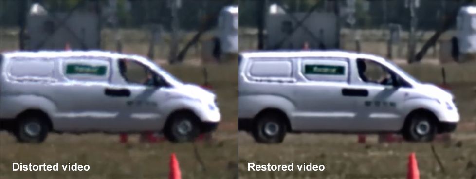 Two photos of the same van. One blurry, the other clear