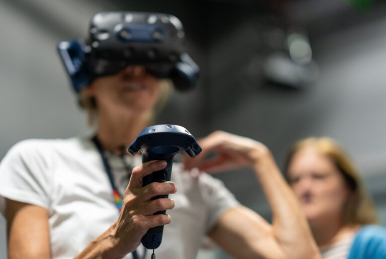 An image of a woman in a VR headset.