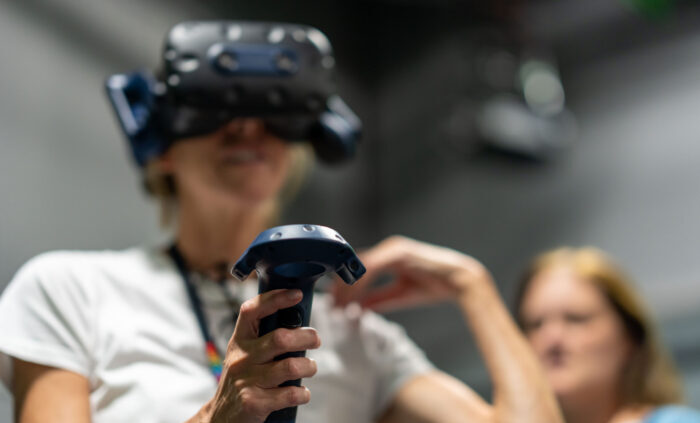 An image of a woman in a VR headset.