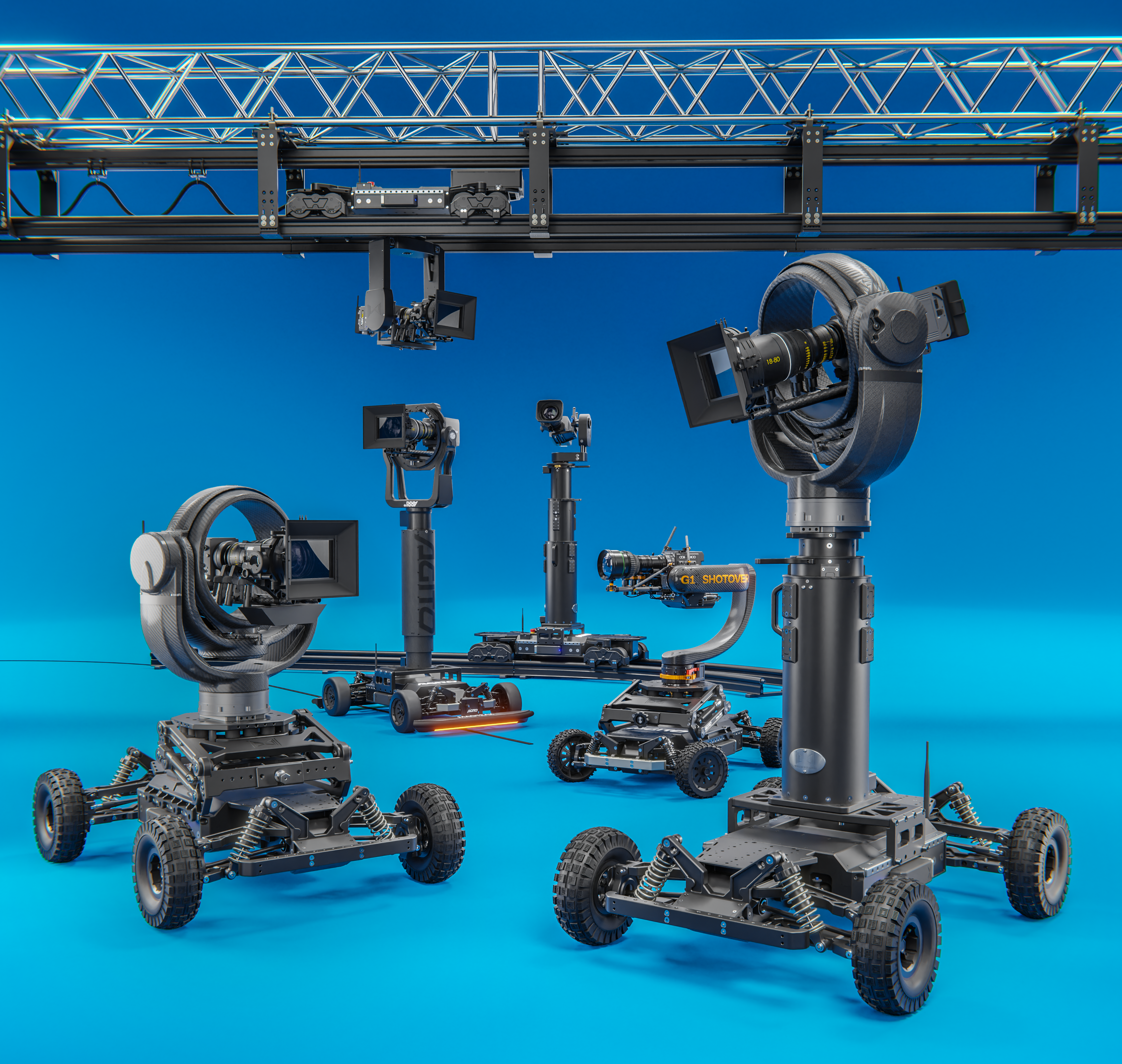 An image of multiple camera dollys.